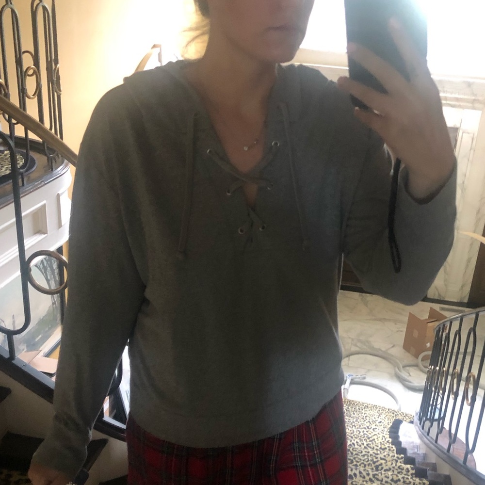 New York and Company Grey Cross Cross Sweatshirt